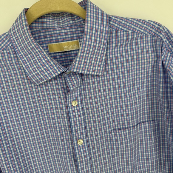 MICHAEL Michael Kors Other - Michael Kors Mens Dress‎ Shirt 17 34/35 Blue Red Plaid Long Sleeve